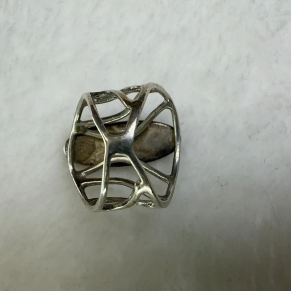 Sterling Silver Southwestern‎ Multi Gemstone Inlay Statement Ring Size 5.5